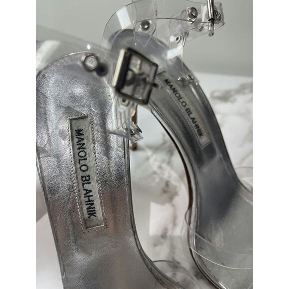 Manolo Blahnik Clear PVC and Silver Metallic Sandals - Picture 5 of 5
